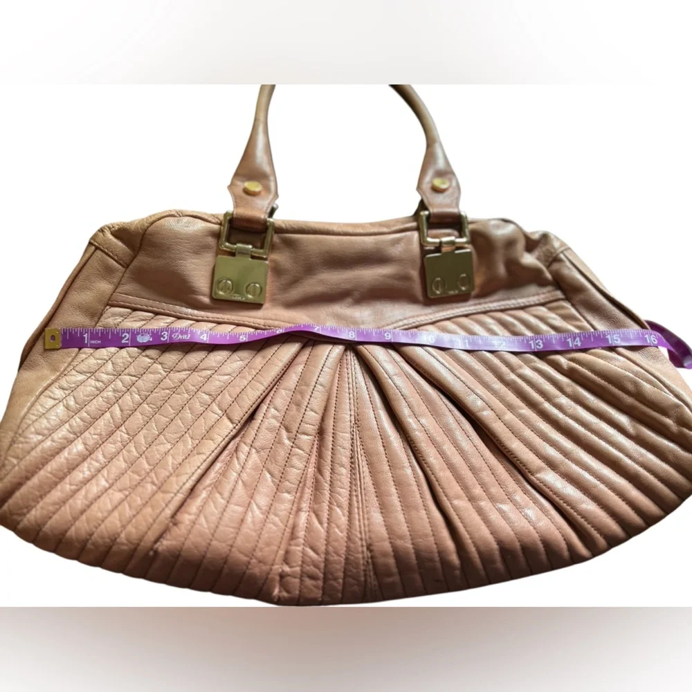 Treesje Women's Camel‎ Leather Satchel Handbag with Gold Hardware